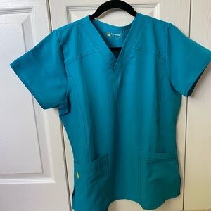 Teal V-Neck Scrub Top Size Medium